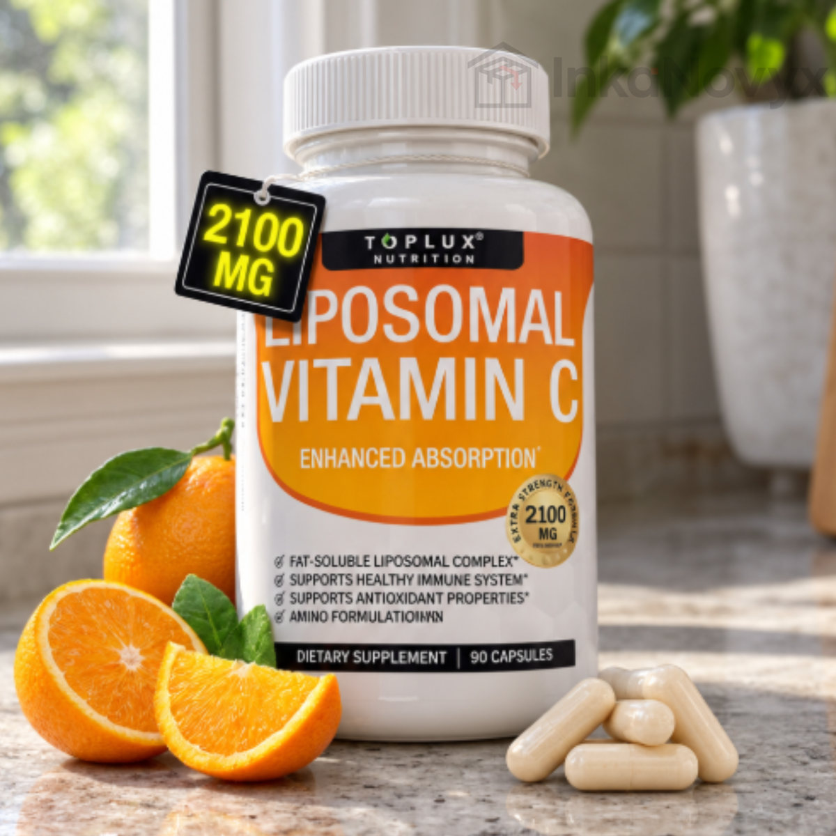 Vitamina C liposomal Toplux de 2100 mg de alta absorción soluble en grasa VIT C – Apoyo inmunológico, refuerzo de colágeno, defensa de la inmunidad y potente antioxidante