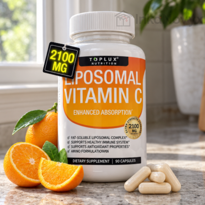 Vitamina C liposomal Toplux de 2100 mg de alta absorción soluble en grasa VIT C – Apoyo inmunológico, refuerzo de colágeno, defensa de la inmunidad y potente antioxidante